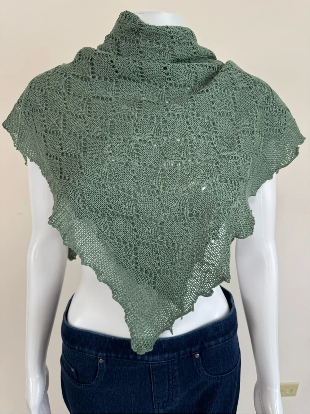 Vintage Laura Ashley Lace Knit Cotton Scarf Shawl Cottagecore